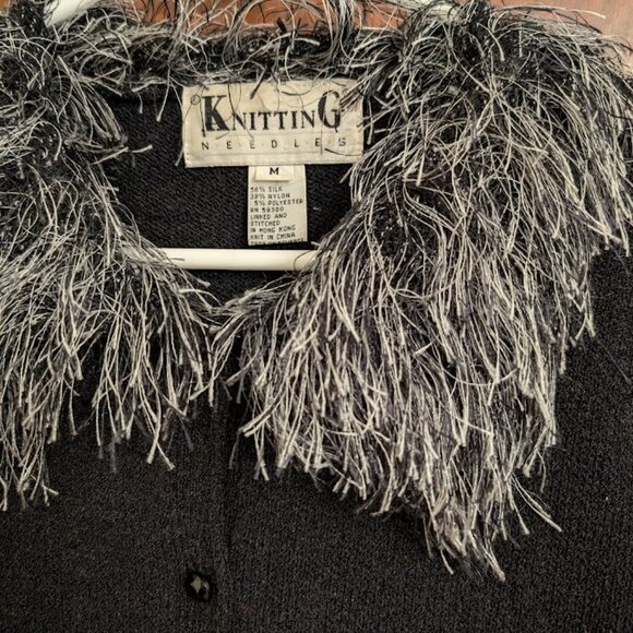 Vintage 80s/ 90s Silk Blend Statement Cardigan - Picture 9 of 11